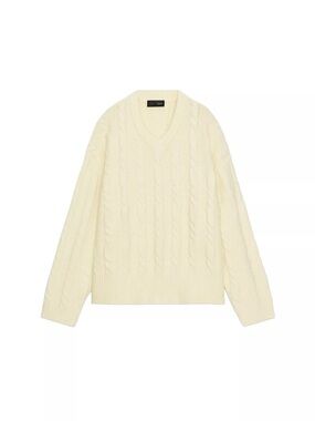 Zara Butter Yellow  Cable V-Neck Sweater